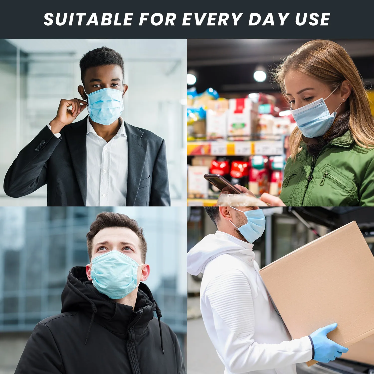 Amlife Face Mask Packs Disposable 3-Ply Filter - Made in USA with Imported Fabric - Teal