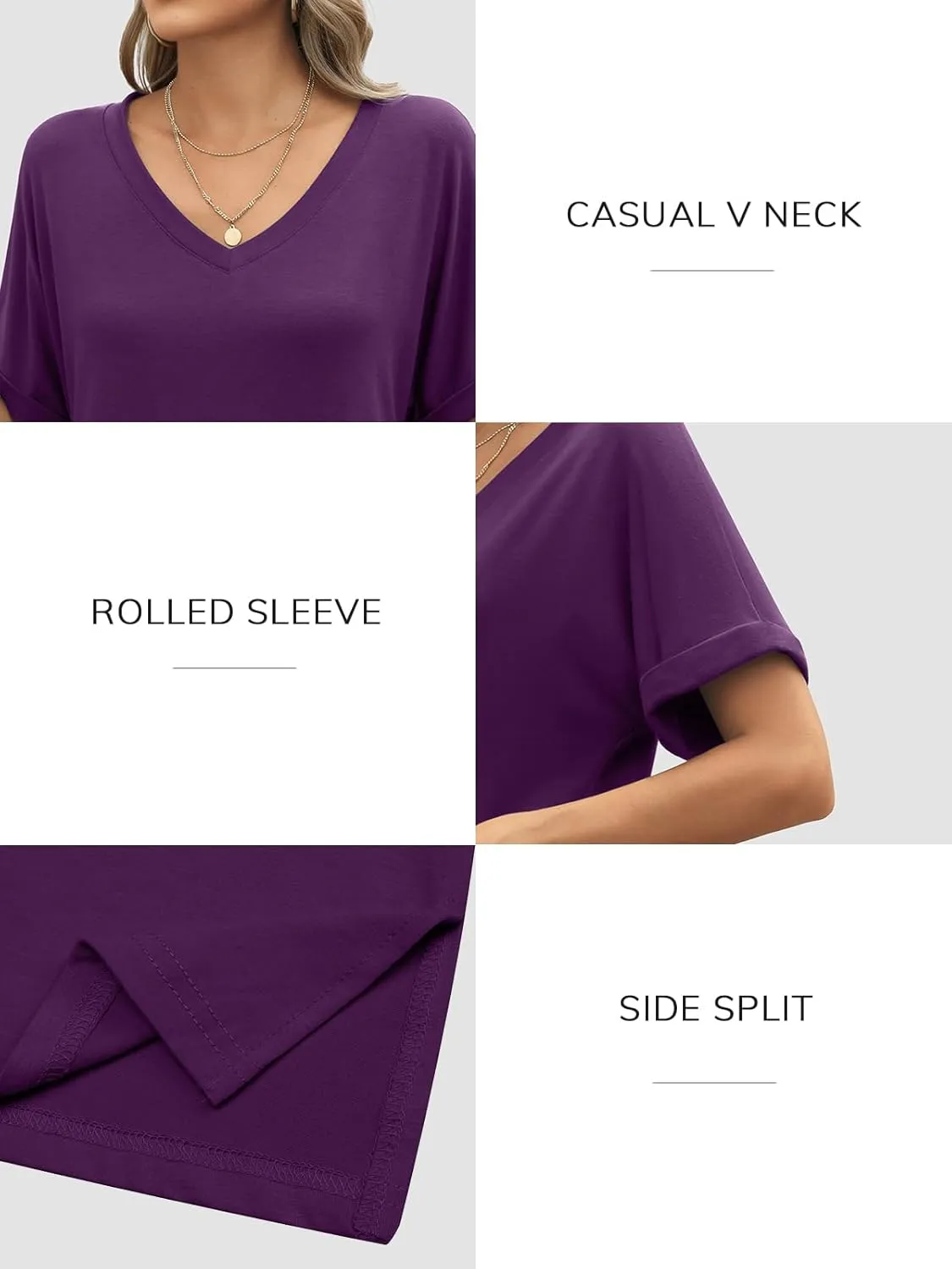 ATHMILE Womens Summer 2025 V Neck Casual Tunic Tops Spring Fashion Basic Trendy Outfits