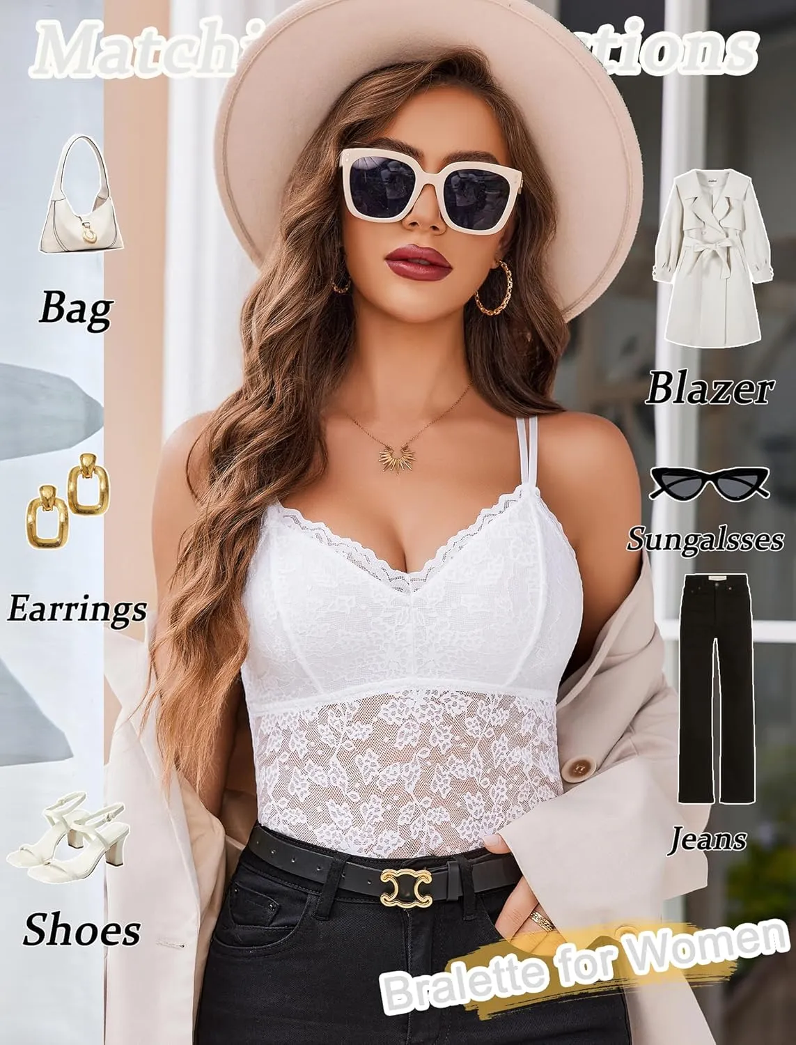 Avidlove Lace Bralette for Women V Neck Camisole Lingerie Spaghetti Strap Tube Slim Tank Top