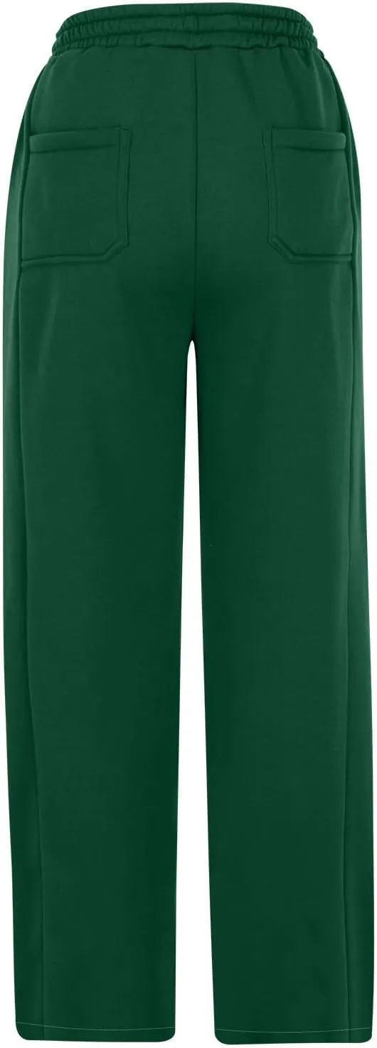 Baggy Sweatpants Women Sherpa Fleece Lined Pants Thick Sweatpants High Waist Wide Leg Pants Drawstring Trousers Pocket