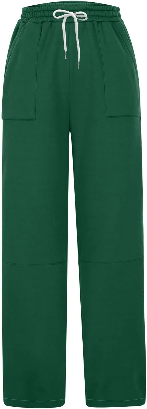Baggy Sweatpants Women Sherpa Fleece Lined Pants Thick Sweatpants High Waist Wide Leg Pants Drawstring Trousers Pocket