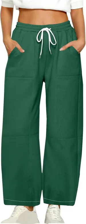 Baggy Sweatpants Women Sherpa Fleece Lined Pants Thick Sweatpants High Waist Wide Leg Pants Drawstring Trousers Pocket