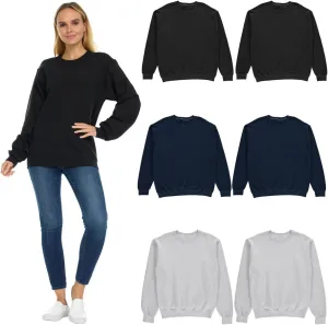 BILLIONHATS 6 Pack Women’s Oversized Crew Neck Sweatshirt, Fleece Lined, Bulk Wholesale Sweatshirts for Charities & Events