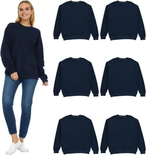 BILLIONHATS 6 Pack Women’s Oversized Crew Neck Sweatshirt, Fleece Lined, Bulk Wholesale Sweatshirts for Charities & Events