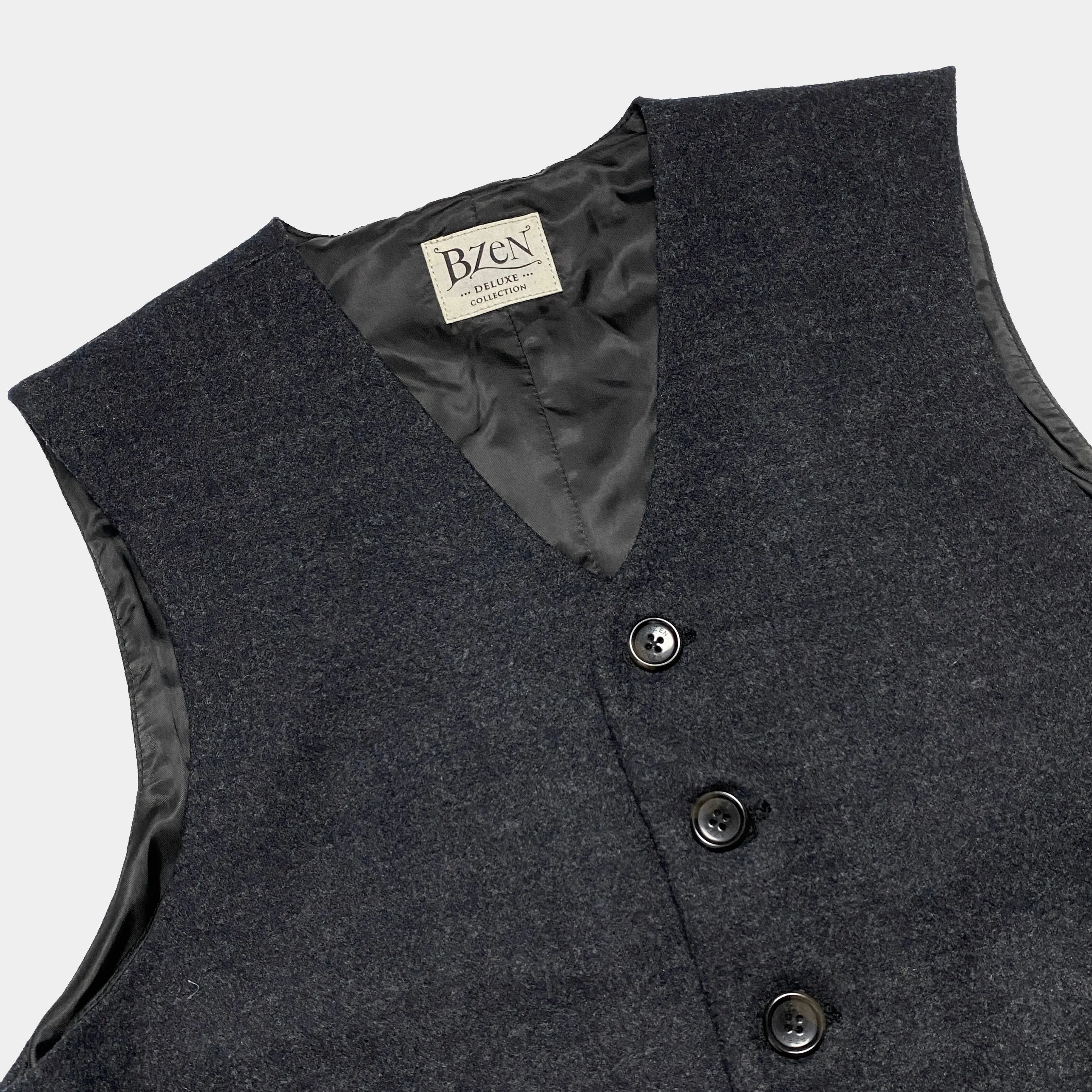 BZEN M.3348 DUBLIN REGULAR FIT WOOL BLEND 6 BUTTON 2 POCKET VEST-CHARCOAL