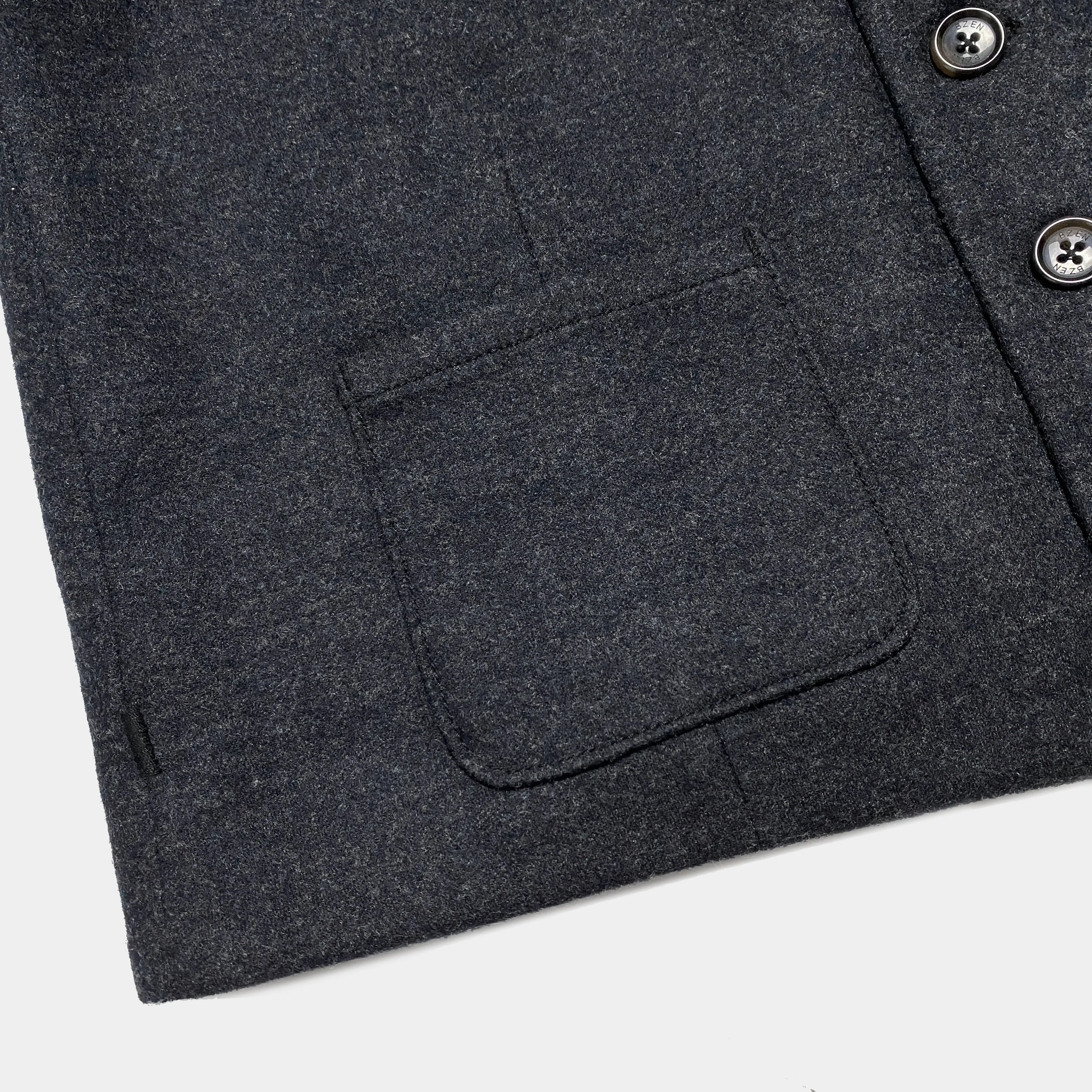 BZEN M.3348 DUBLIN REGULAR FIT WOOL BLEND 6 BUTTON 2 POCKET VEST-CHARCOAL