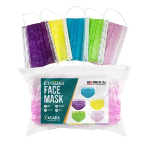 Casaba Face Mask Packs Disposable 3-Ply Filter - Made in USA with Imported Fabric - 5 Multi-Color