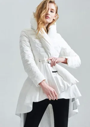 casual snow jackets hooded overcoat black drawstring duck down coat
