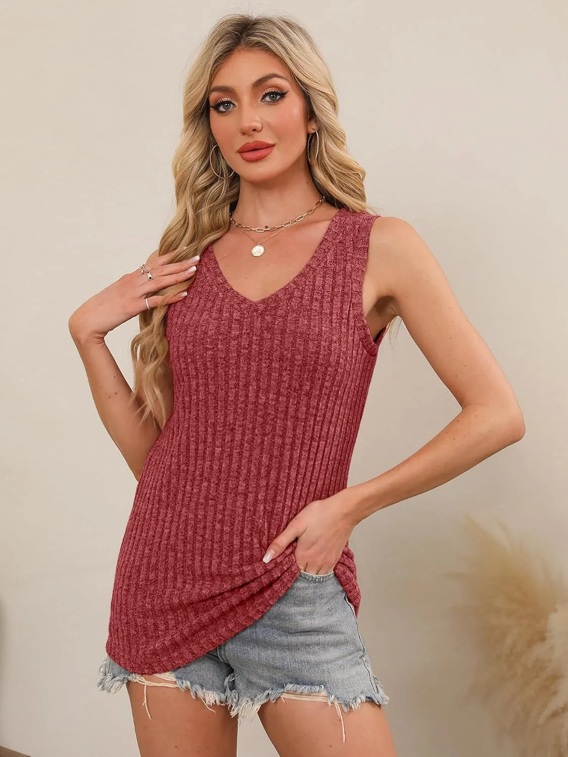 Chulianyouhuo Women's V Neck Tank Tops Summer Sleeveless Business Outfits 2025 Casual Spring Trendy Fashion Clothes