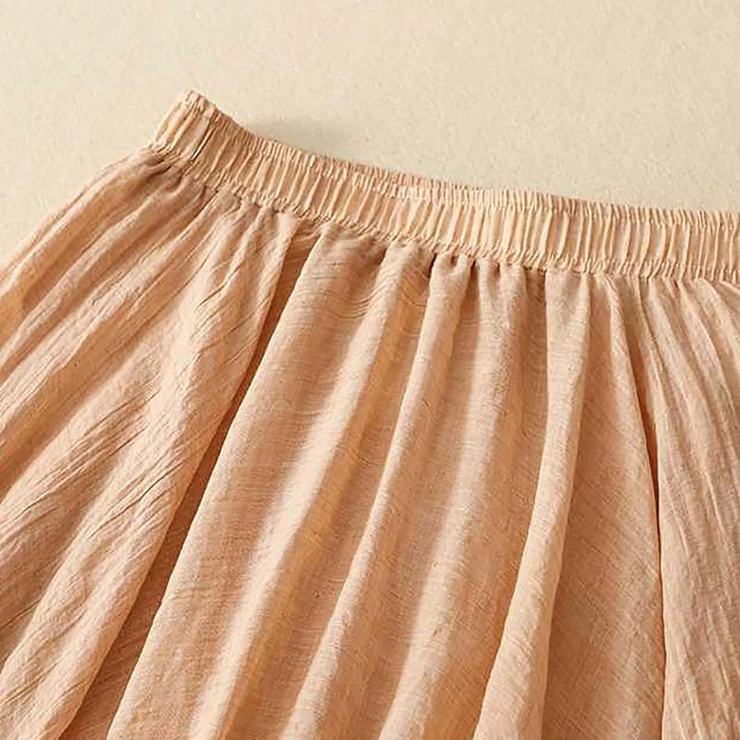 Cotton Skirts for Women Trendy Elegant Elastic High Waist A Line Layered Ruffle Flowy Fairy Swing Pleated Maxi Skirt