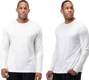 DEVOPS 2 Pack Men's Sun Protection Quick Dry Long Sleeve Rash Guard Fishing Running Garden Cycling Garage Homewear Shirt