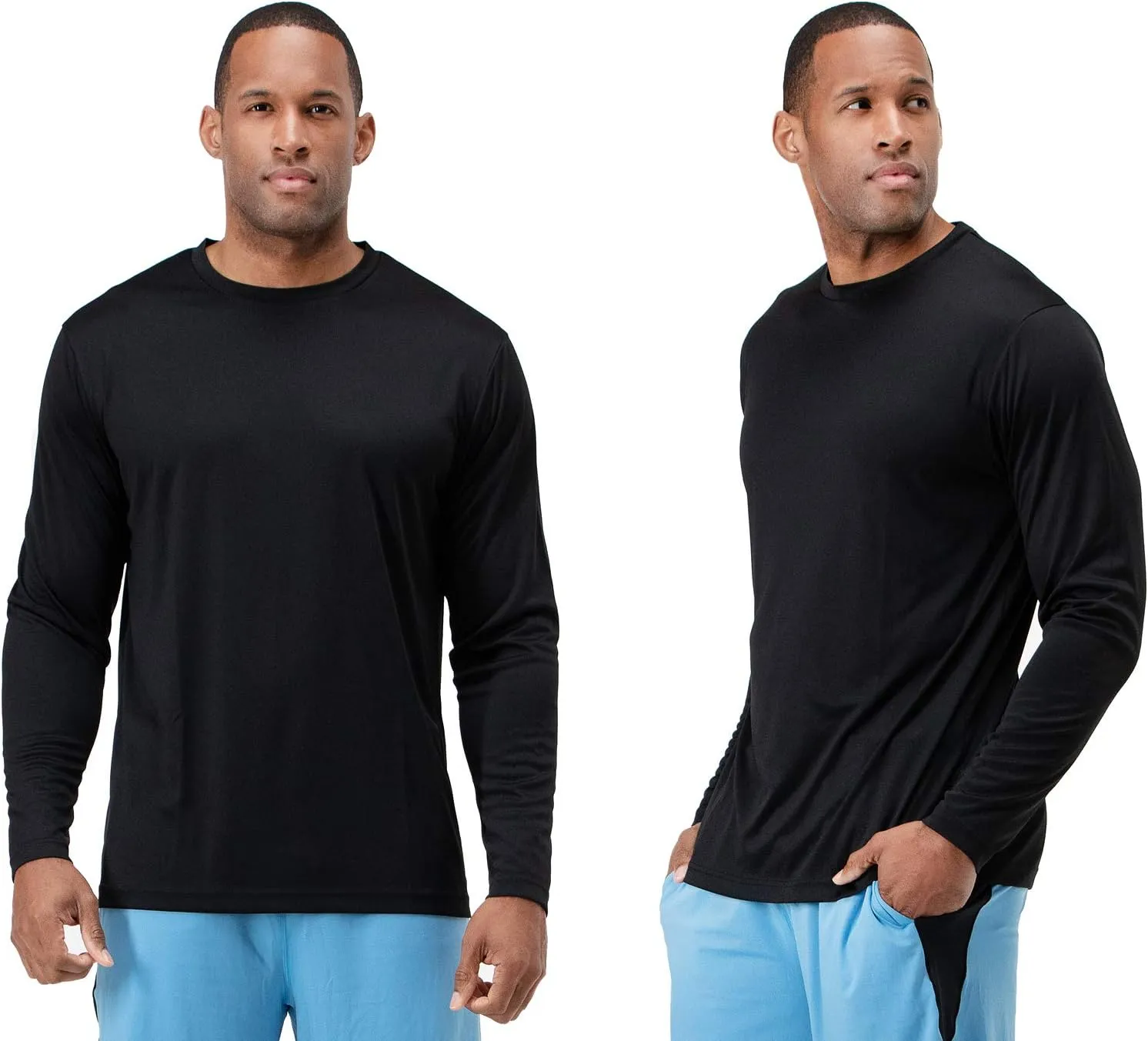 DEVOPS 2 Pack Men's Sun Protection Quick Dry Long Sleeve Rash Guard Fishing Running Garden Cycling Garage Homewear Shirt
