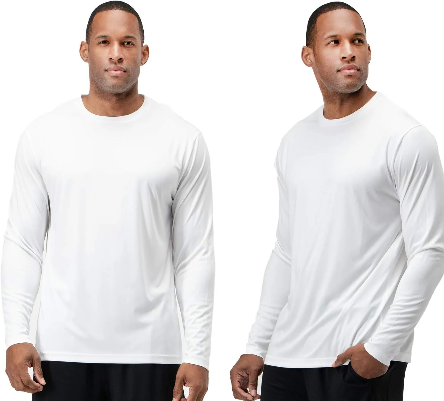DEVOPS 2 Pack Men's Sun Protection Quick Dry Long Sleeve Rash Guard Fishing Running Garden Cycling Garage Homewear Shirt