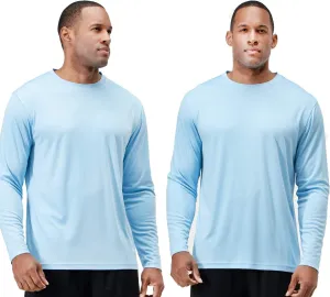 DEVOPS 2 Pack Men's Sun Protection Quick Dry Long Sleeve Rash Guard Fishing Running Garden Cycling Garage Homewear Shirt
