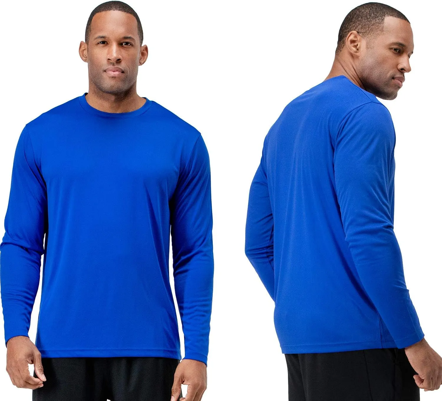 DEVOPS 2 Pack Men's Sun Protection Quick Dry Long Sleeve Rash Guard Fishing Running Garden Cycling Garage Homewear Shirt