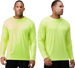 DEVOPS 2 Pack Men's Sun Protection Quick Dry Long Sleeve Rash Guard Fishing Running Garden Cycling Garage Homewear Shirt