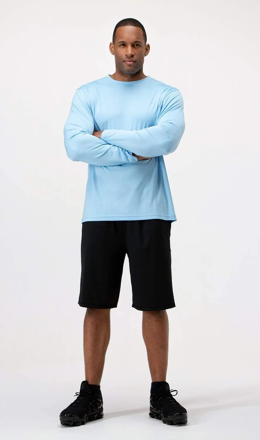 DEVOPS 2 Pack Men's Sun Protection Quick Dry Long Sleeve Rash Guard Fishing Running Garden Cycling Garage Homewear Shirt