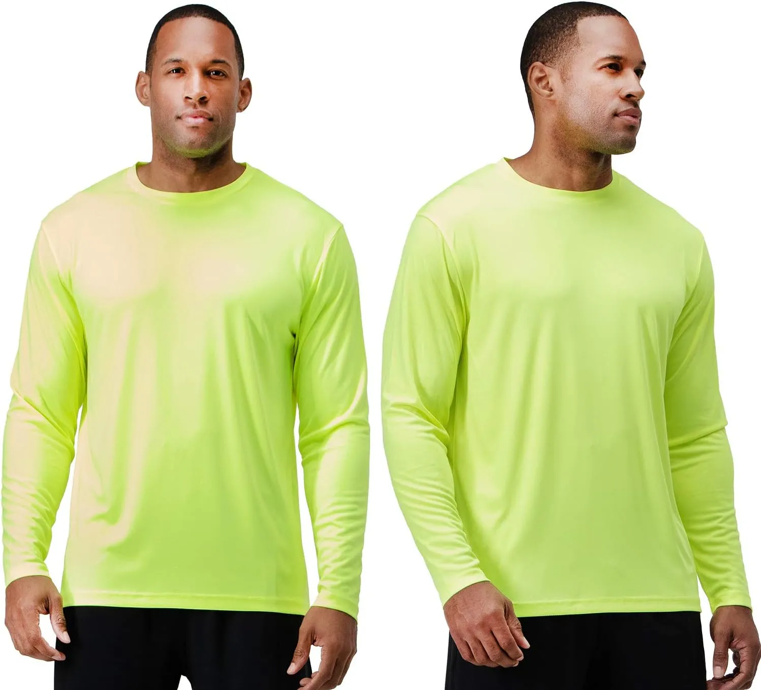 DEVOPS 2 Pack Men's Sun Protection Quick Dry Long Sleeve Rash Guard Fishing Running Garden Cycling Garage Homewear Shirt