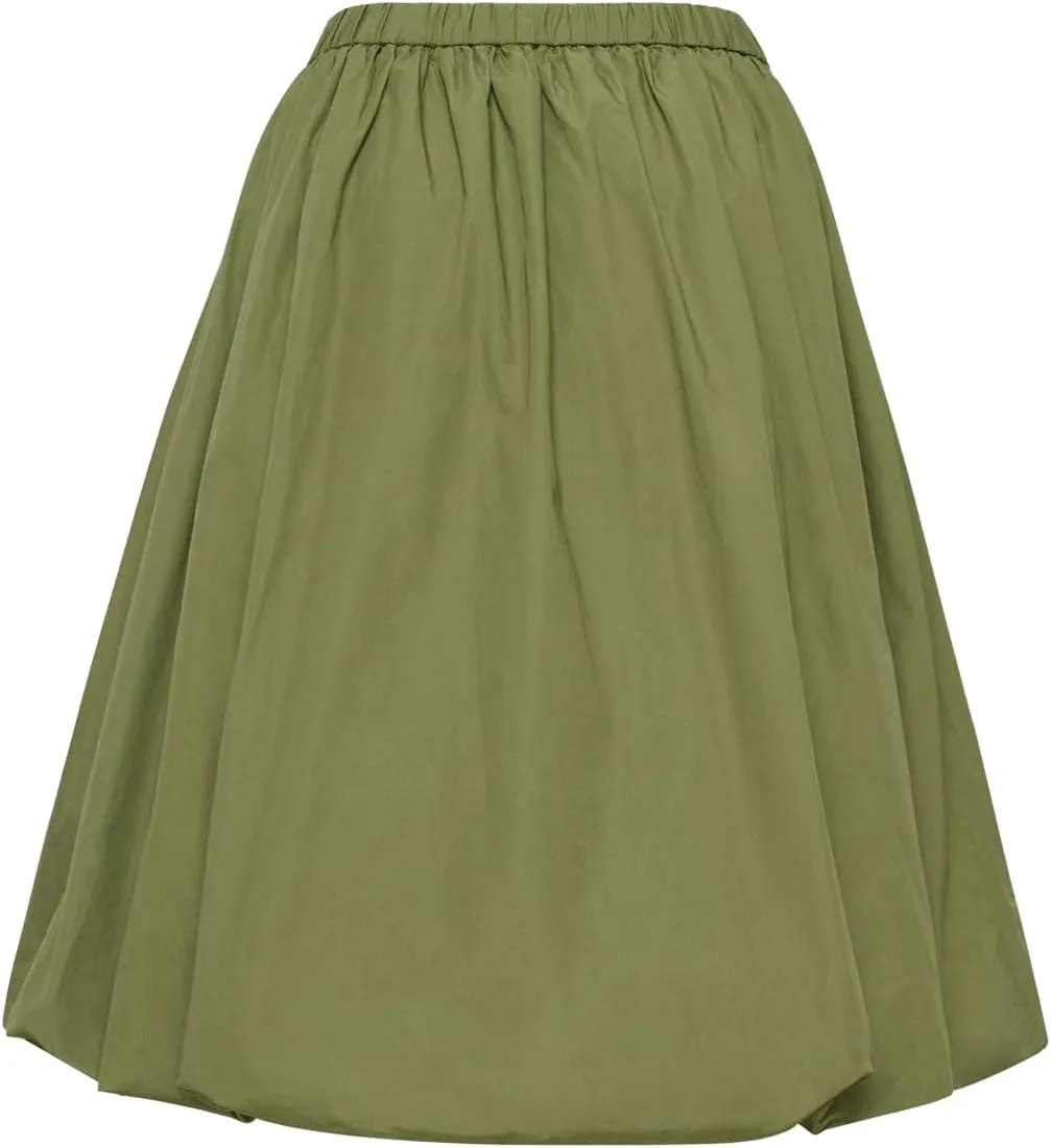 DSORVICD Women Y2k Bubble Skirt Cute Elastic High Waist A-line Maxi Skirt Retro Pleated Ruffle Midi Skirt Summer Streetwear