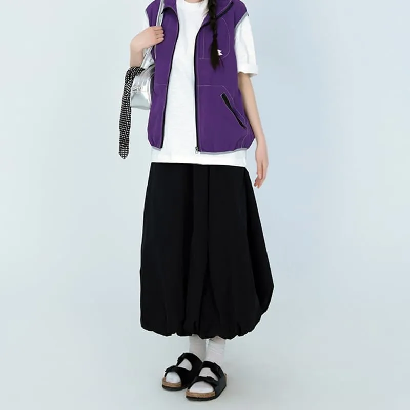 DSORVICD Women Y2k Bubble Skirt Cute Elastic High Waist A-line Maxi Skirt Retro Pleated Ruffle Midi Skirt Summer Streetwear
