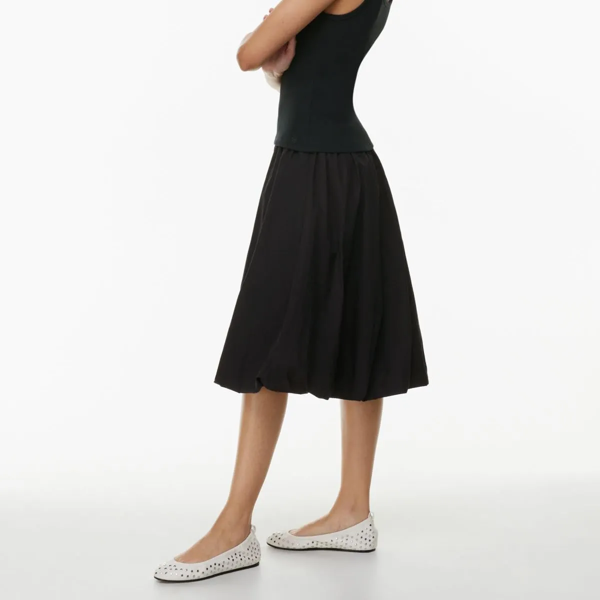 DSORVICD Women Y2k Bubble Skirt Cute Elastic High Waist A-line Maxi Skirt Retro Pleated Ruffle Midi Skirt Summer Streetwear