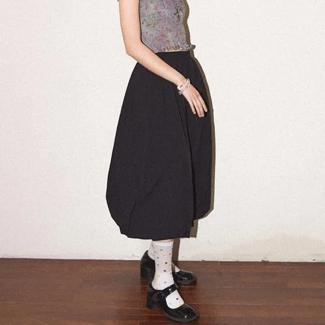 DSORVICD Women Y2k Bubble Skirt Cute Elastic High Waist A-line Maxi Skirt Retro Pleated Ruffle Midi Skirt Summer Streetwear
