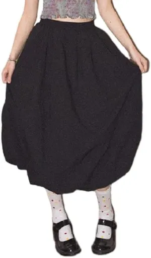 DSORVICD Women Y2k Bubble Skirt Cute Elastic High Waist A-line Maxi Skirt Retro Pleated Ruffle Midi Skirt Summer Streetwear