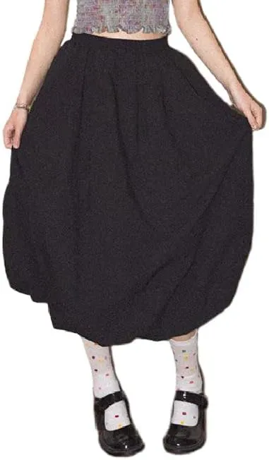 DSORVICD Women Y2k Bubble Skirt Cute Elastic High Waist A-line Maxi Skirt Retro Pleated Ruffle Midi Skirt Summer Streetwear