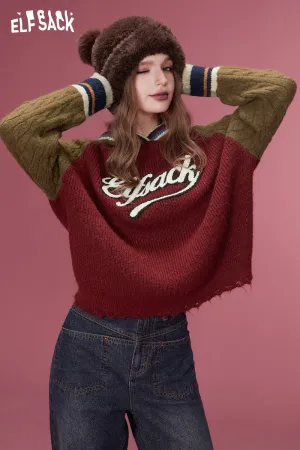 ELFSACK Christmas Gyaru Hoodied Sweaters Women 2023 Winter New Designer Clothes