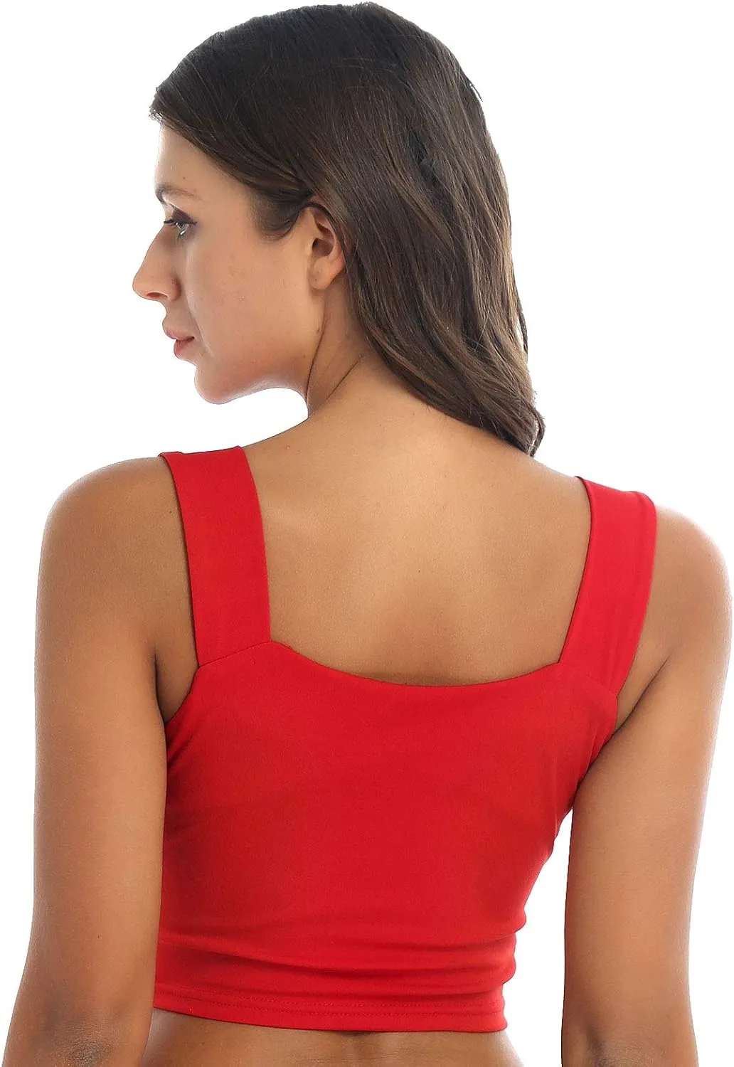 FEESHOW Women's Lace Patchwork V Neck Camisole Spaghetti Strap Crop Cami Tank Tops