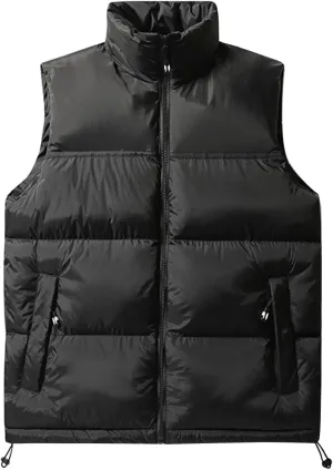 Flygo Mens Puffer Vest Lightweight Winter Outdoor Vests Warm Stand Collar Zip Sleeveless Jacket Outerwear