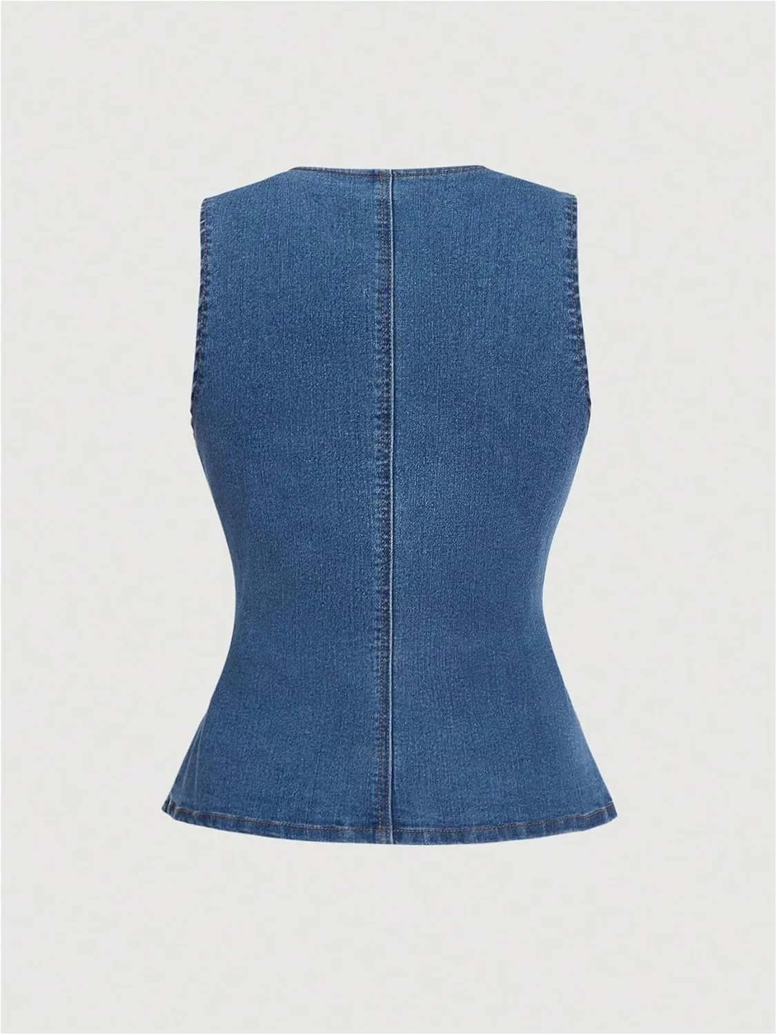 GORGLITTER Women's Button Down Denim Vest Sleeveless Crew Neck Tank Tops Fashion Dressy