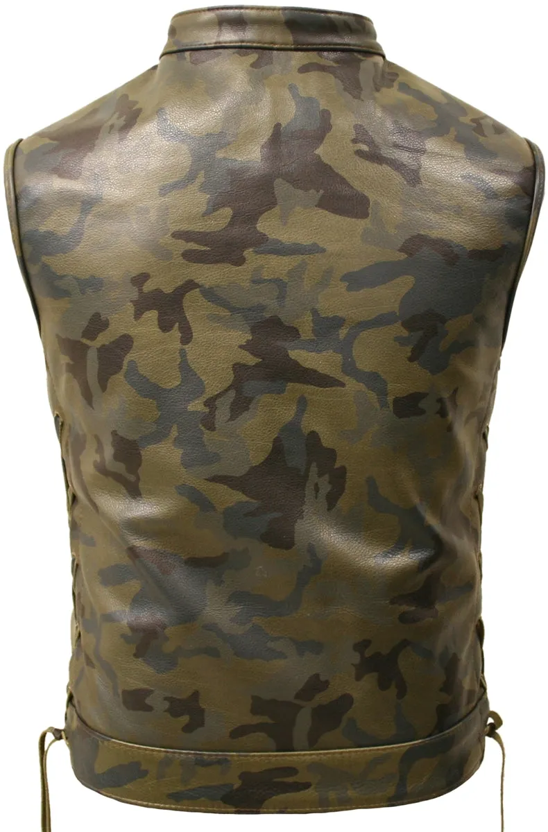 Hillside USA All Leather Camouflage Biker Vest