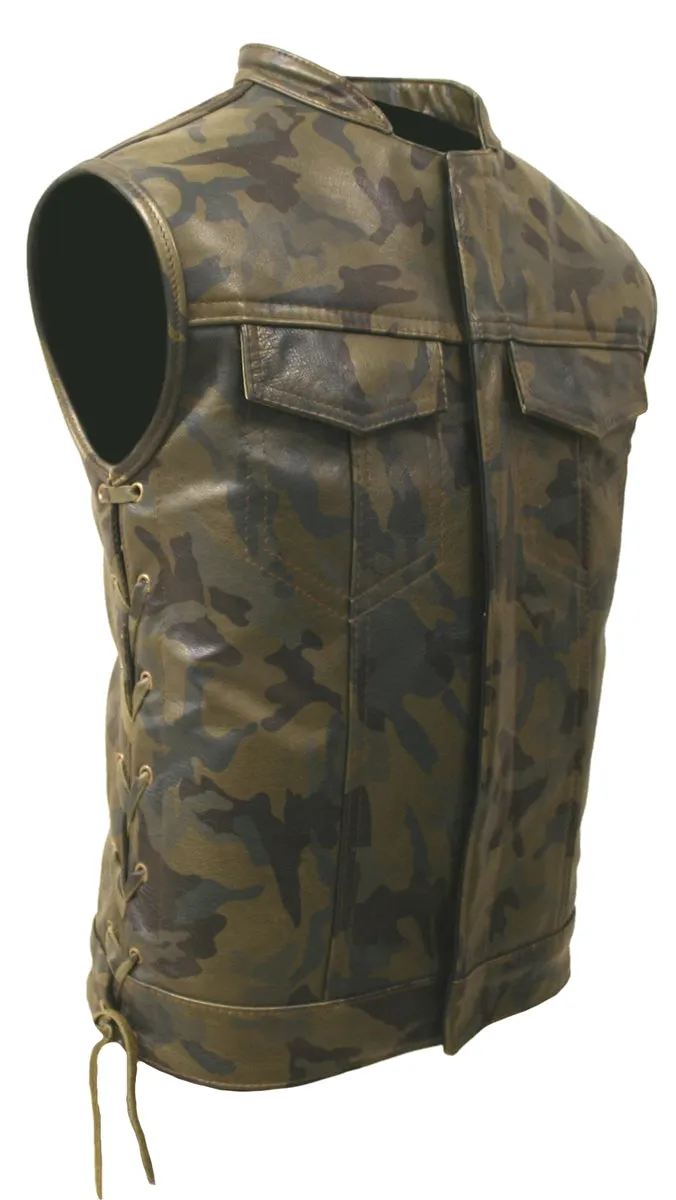 Hillside USA All Leather Camouflage Biker Vest