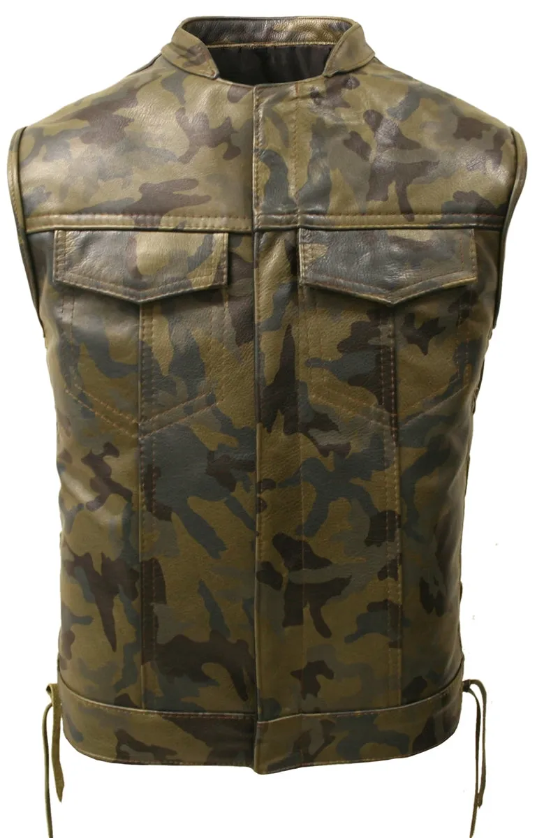 Hillside USA All Leather Camouflage Biker Vest