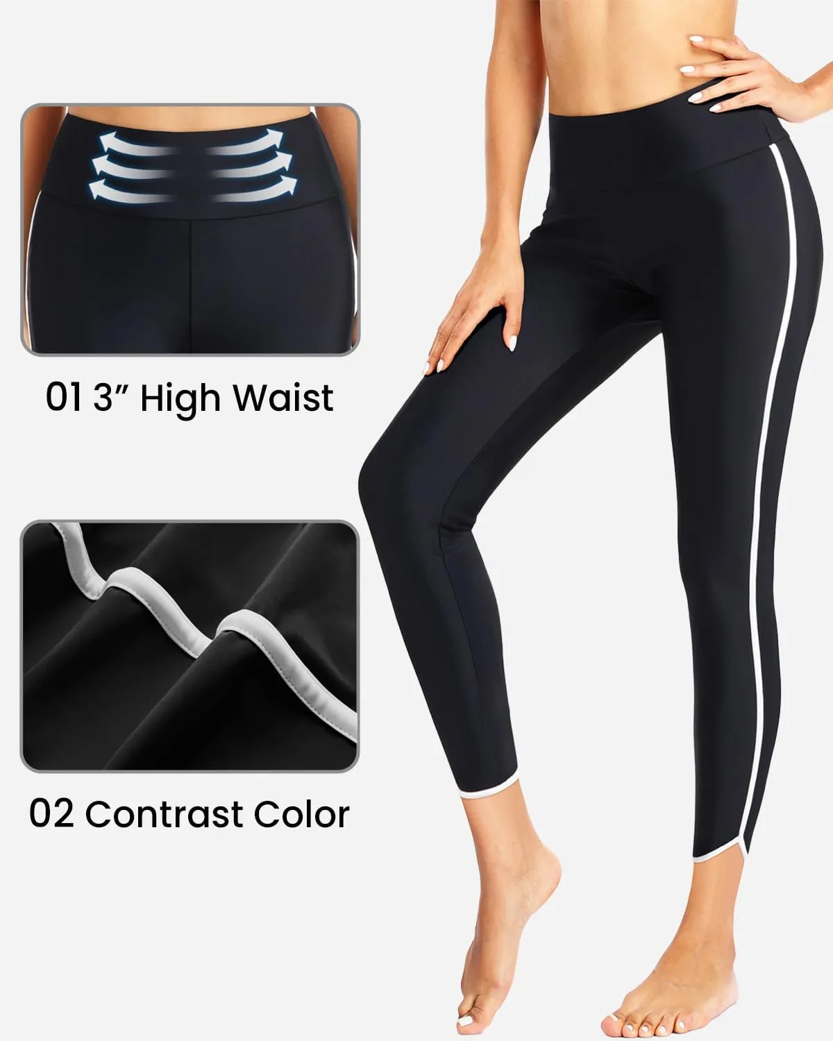 Holipick High Waisted Swim Pants for Women - Swimming Leggings Swimsuit UPF 50  Rash Guard