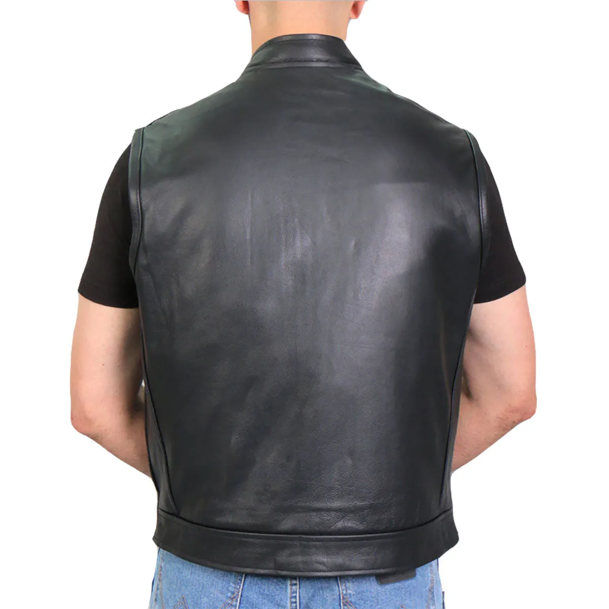 Hot Leathers VSM1055 Mens Black 'Over The Top Skull' Conceal and Carry Leather Vest