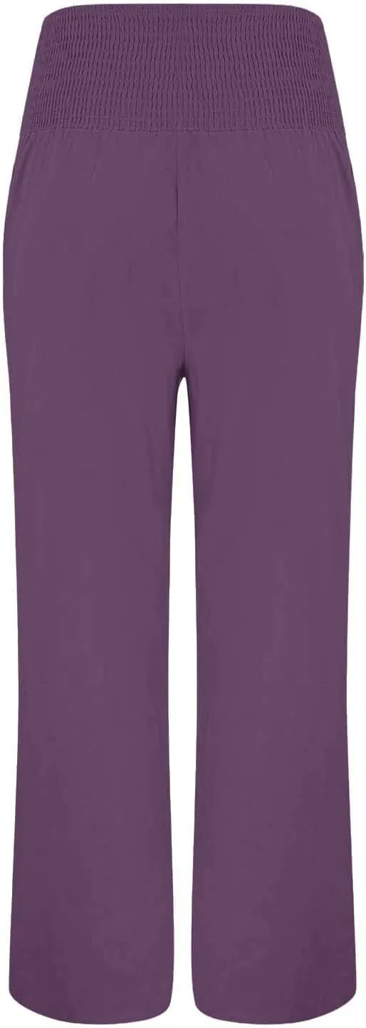 Linen Pants Women Summer Wide Leg Pant Ruffle Hem Loose Fit Boho Beach Palazzo Trousers with Pocket 2025