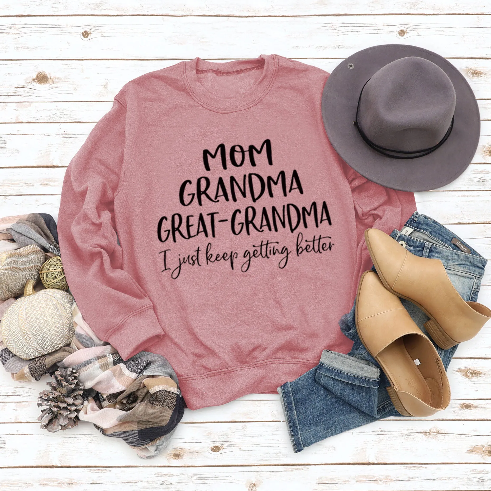 Long Sleeve T-shirt MOM GRANDMA GREAT LETTERS AW OVERSIZE SWEATER