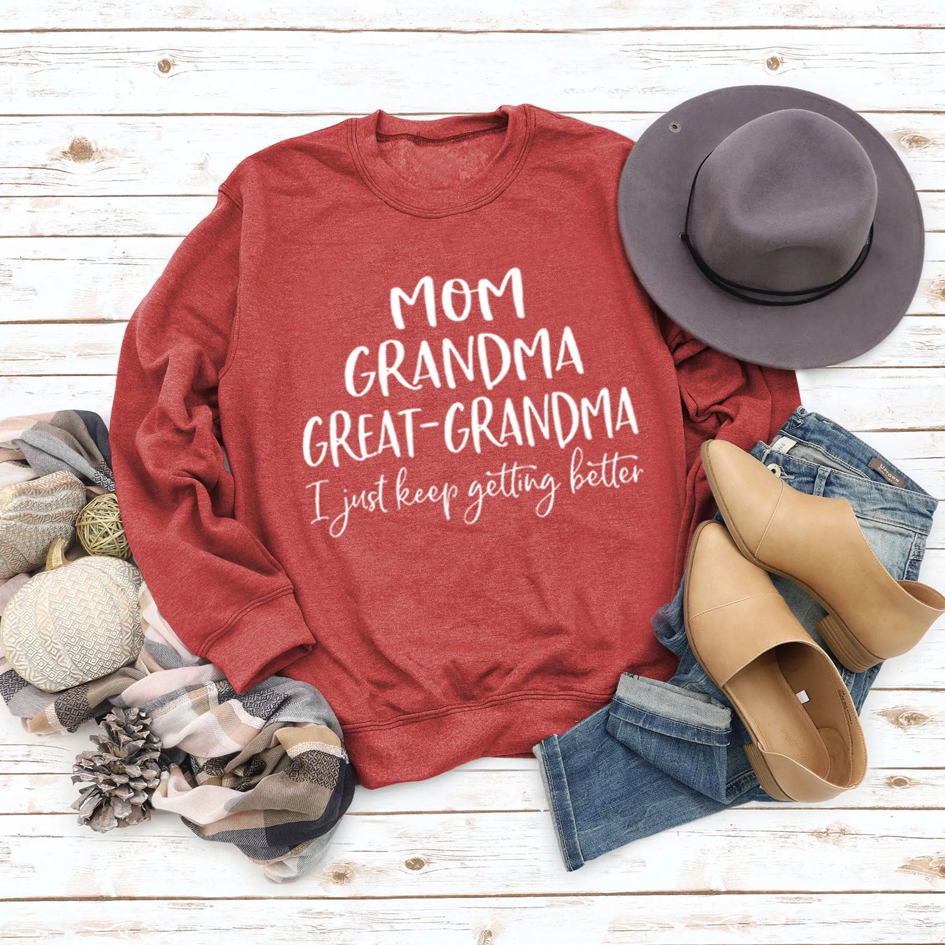 Long Sleeve T-shirt MOM GRANDMA GREAT LETTERS AW OVERSIZE SWEATER