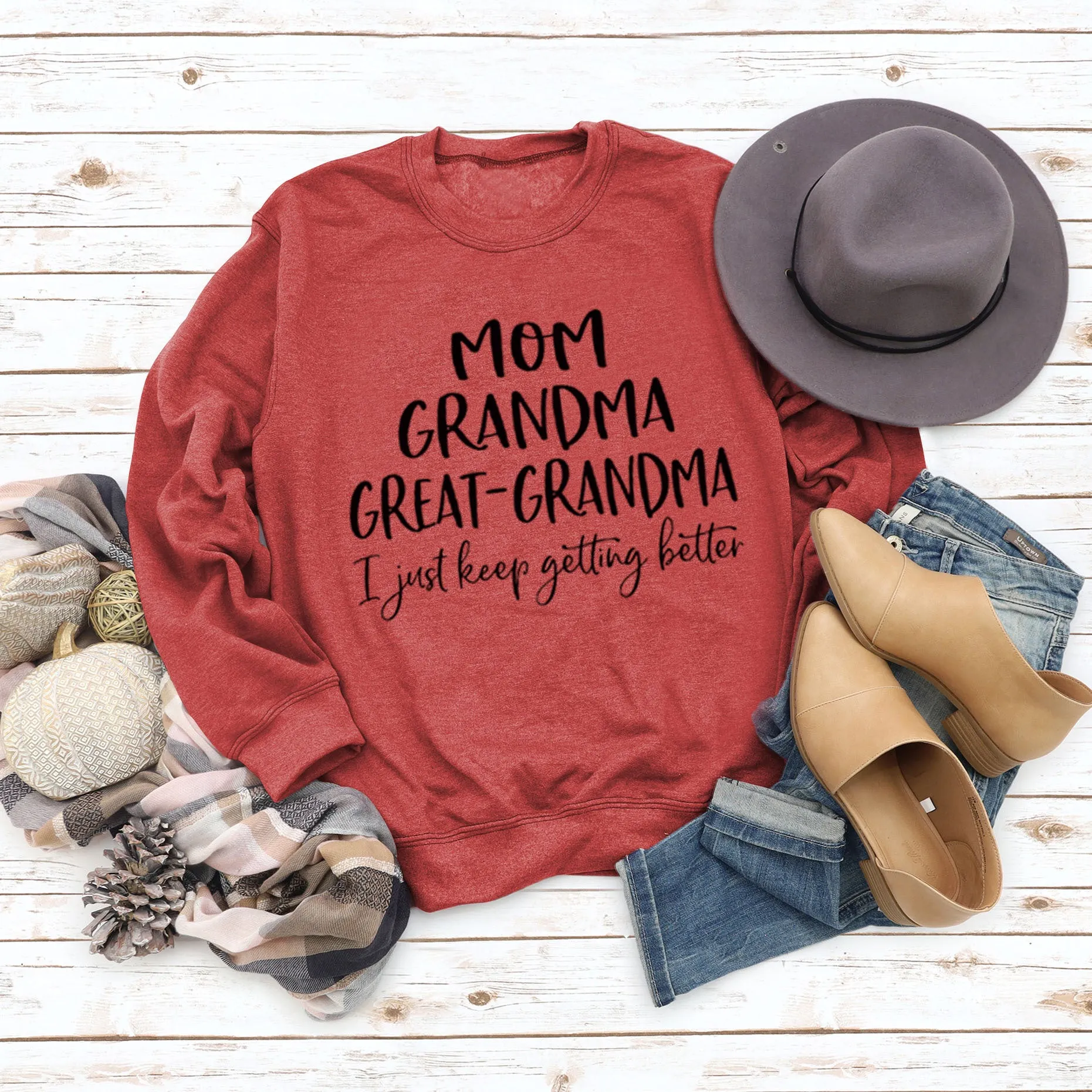 Long Sleeve T-shirt MOM GRANDMA GREAT LETTERS AW OVERSIZE SWEATER