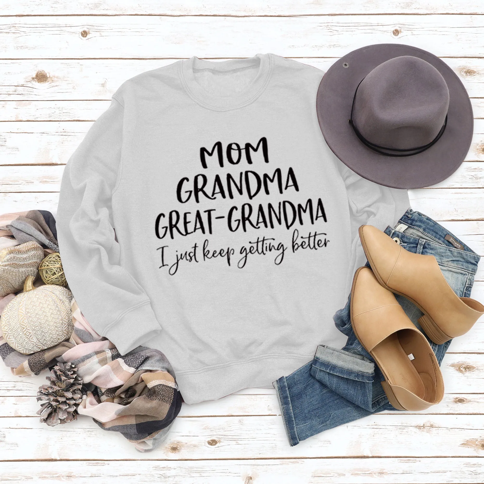 Long Sleeve T-shirt MOM GRANDMA GREAT LETTERS AW OVERSIZE SWEATER