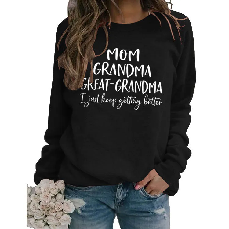 Long Sleeve T-shirt MOM GRANDMA GREAT LETTERS AW OVERSIZE SWEATER