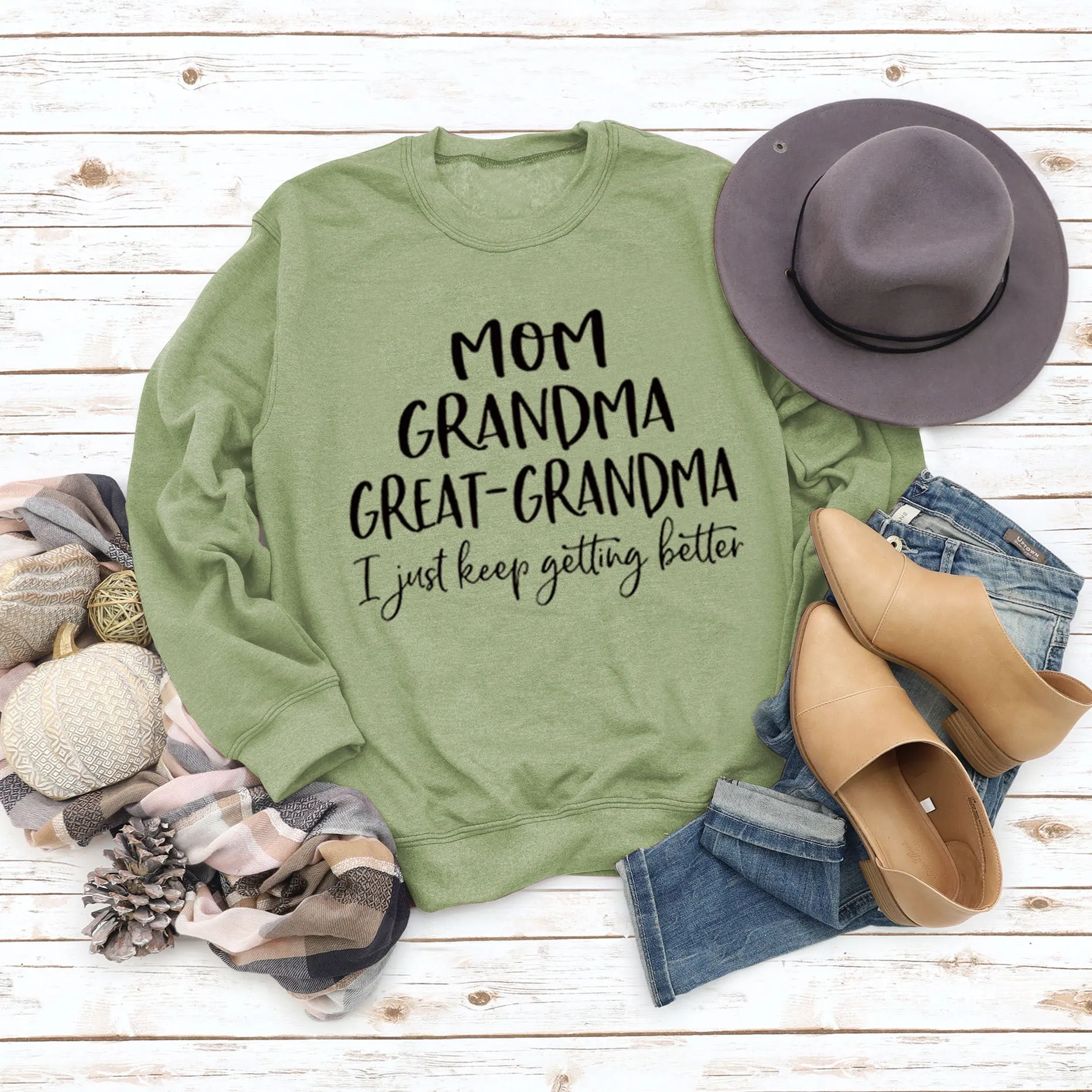Long Sleeve T-shirt MOM GRANDMA GREAT LETTERS AW OVERSIZE SWEATER