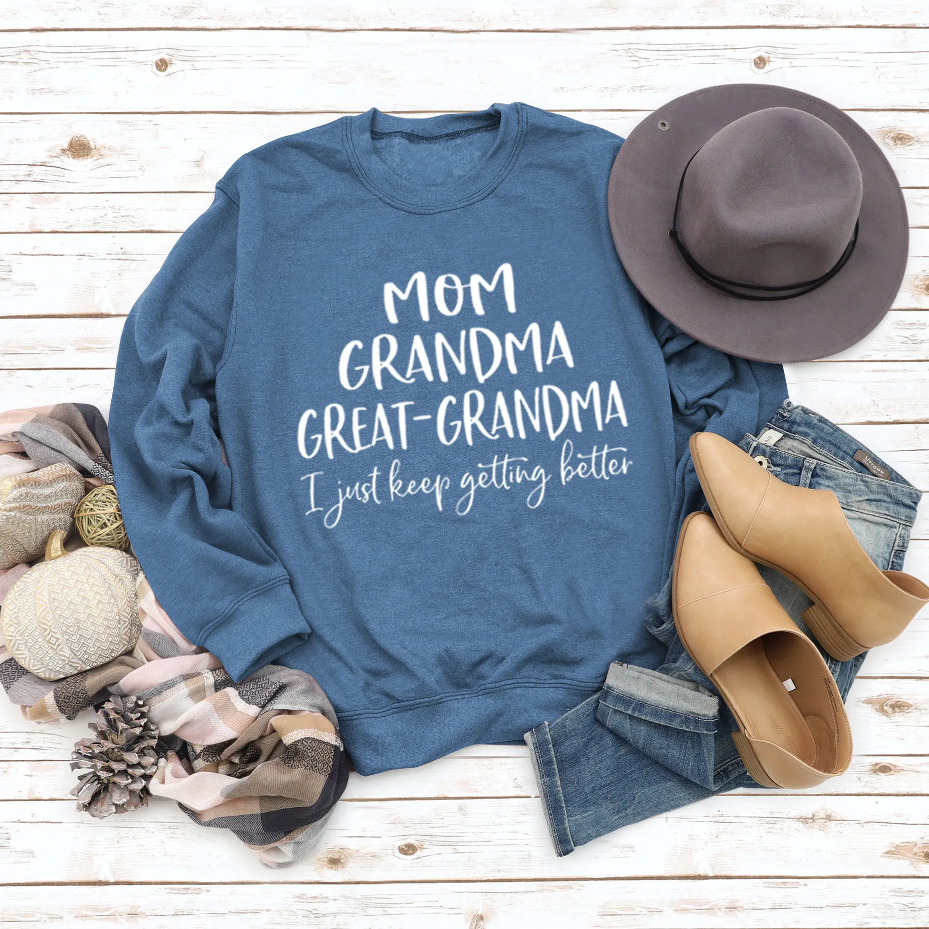Long Sleeve T-shirt MOM GRANDMA GREAT LETTERS AW OVERSIZE SWEATER