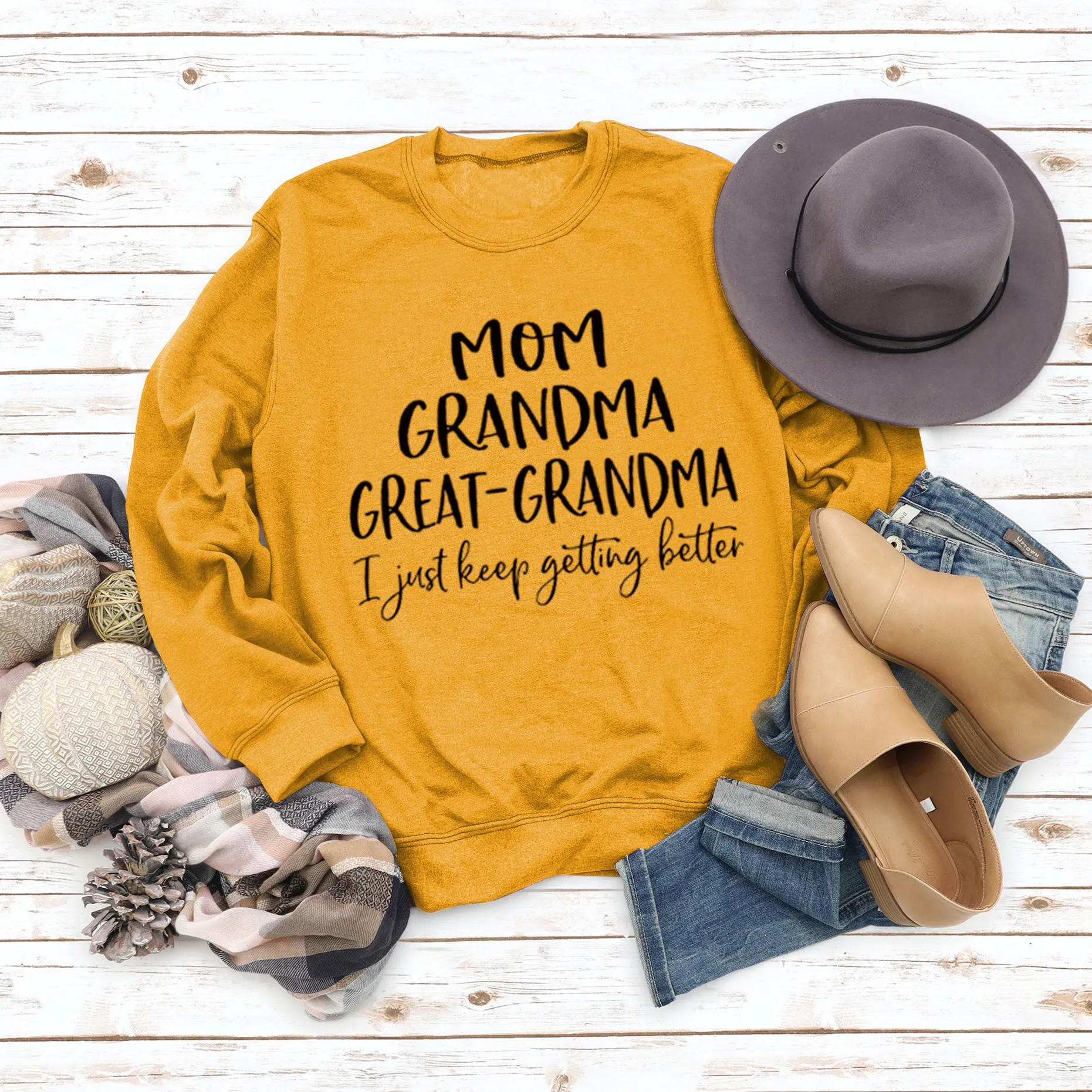 Long Sleeve T-shirt MOM GRANDMA GREAT LETTERS AW OVERSIZE SWEATER