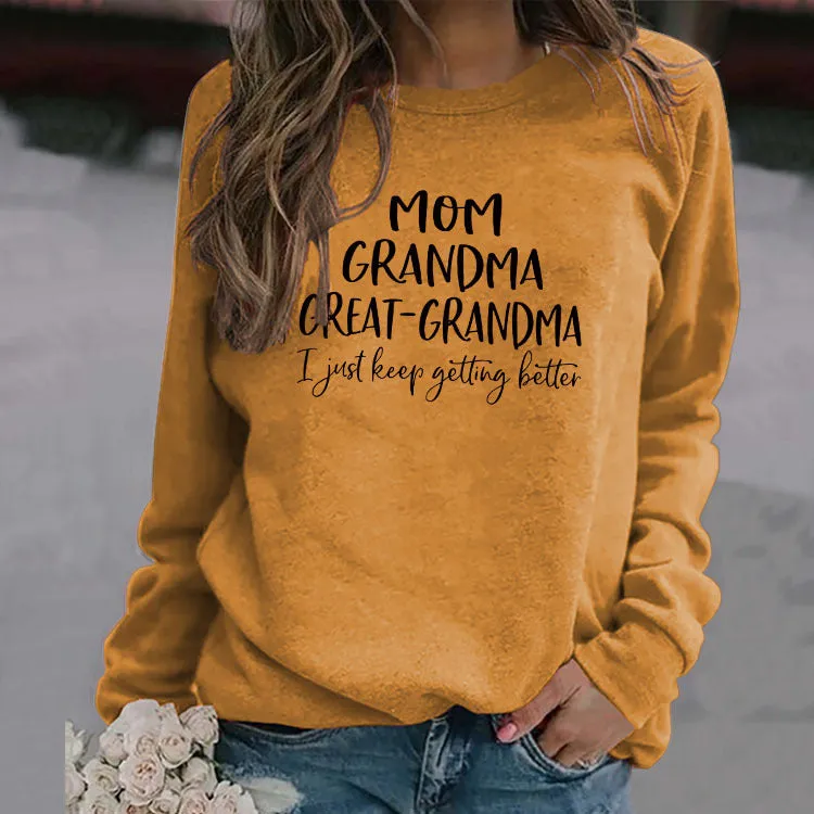 Long Sleeve T-shirt MOM GRANDMA GREAT LETTERS AW OVERSIZE SWEATER