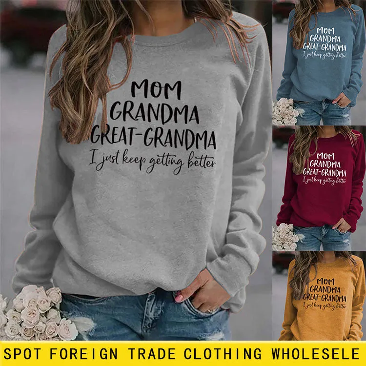 Long Sleeve T-shirt MOM GRANDMA GREAT LETTERS AW OVERSIZE SWEATER