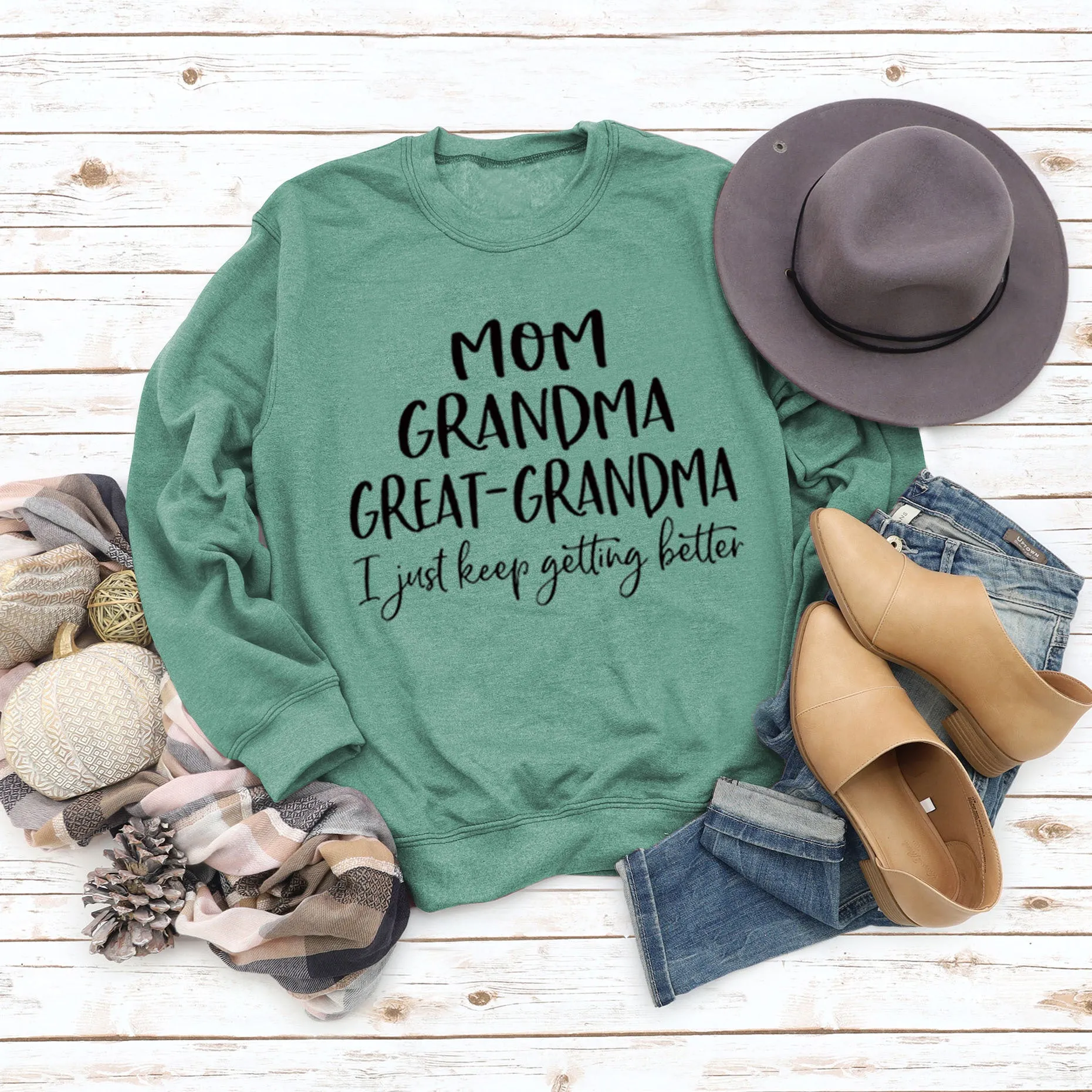 Long Sleeve T-shirt MOM GRANDMA GREAT LETTERS AW OVERSIZE SWEATER