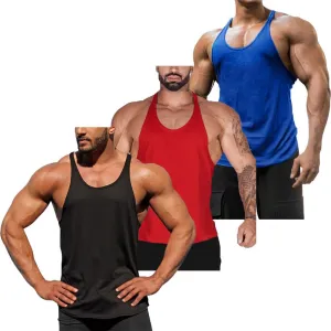 Men Stringer Tank Tops Y-Back Cotton Gym Athletic Workout Muscle Leeveless T-Shirt